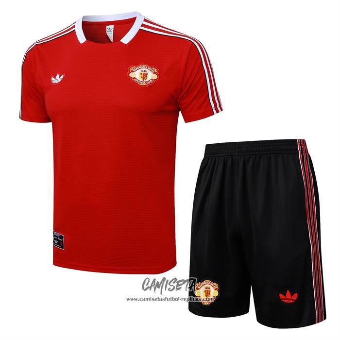 Chandal del Manchester United 2025-2026 Manga Corta Rojo - Pantalon Corto